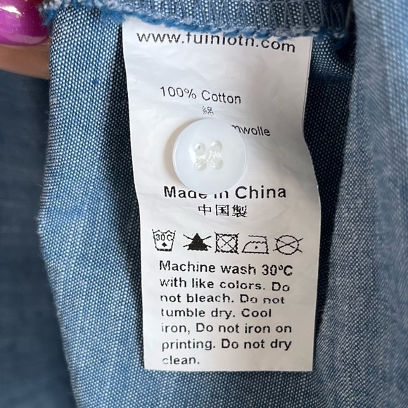 •Fuinloth• Ladies Chambray Button Down Long Sleeve Shirt - Size XL - Picture 7 of 8